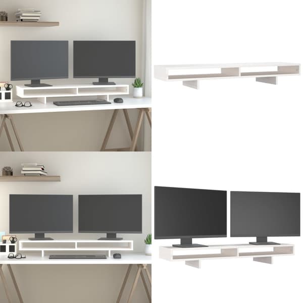 Skärmställ vit 100x27x14 cm massiv furu - Bildskärmsställ - Skärmställ - Home & Living