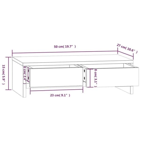 skærmholder 50x27x15 cm massivt fyrretræ hvid