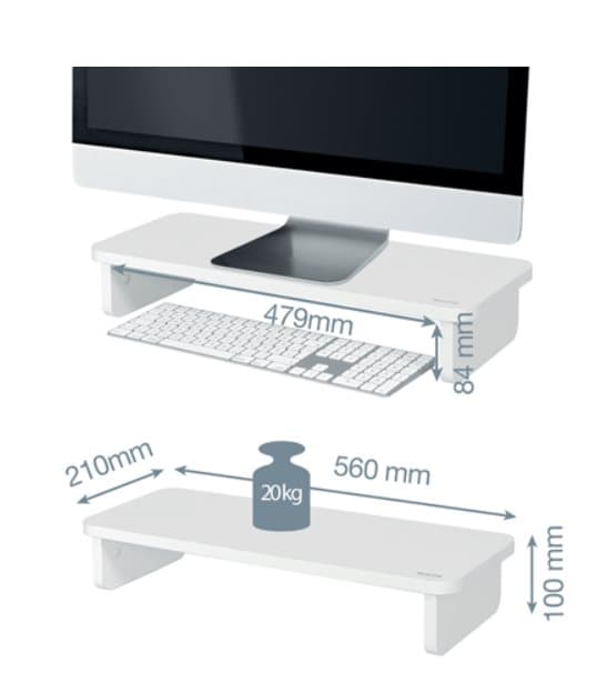 Leitz 64340001 skærmbeslag / stativ 61 cm (24") hvidt skrivebord