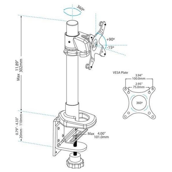 Startech Height Adjustable Arm Support Musta