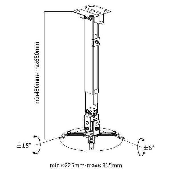 Equip Tiltbar Projektorbeslag 650703 20kg 430 X 650 Hvid