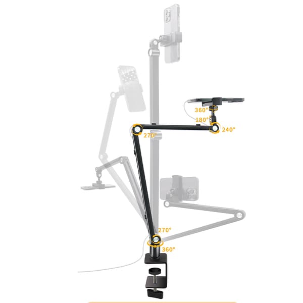 INF Bordklemme med dobbel arm for telefoner og nettbrett