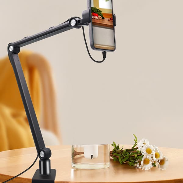 INF Bordklemme med dobbel arm for telefoner og nettbrett