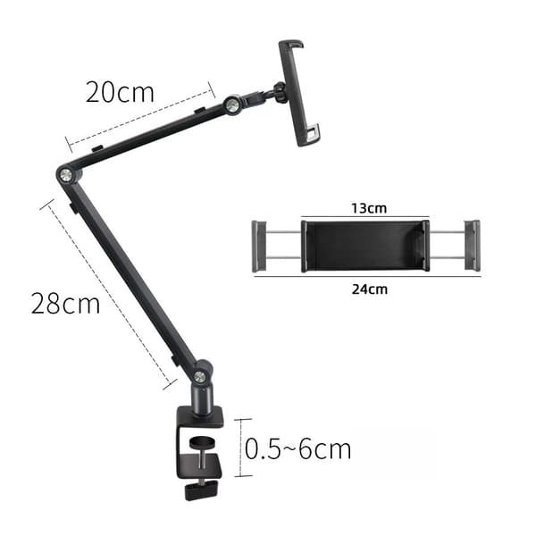 INF Bordklemme med dobbel arm for telefoner og nettbrett