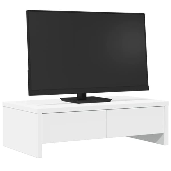 vidaXL skærmholder med skuffer 50x27x15 cm konstrueret træ hvid