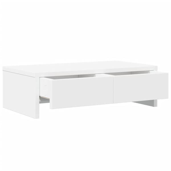 vidaXL skærmholder med skuffer 50x27x15 cm konstrueret træ hvid