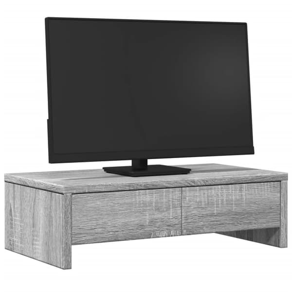 vidaXL Skärmställ med lådor grå sonoma 50x27x15 cm konstruerat trä