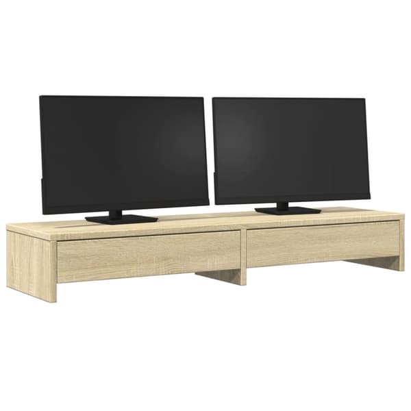 vidaXL Skjermstativ med skuffer sonoma eik 100x27x15 cm konstruert tre