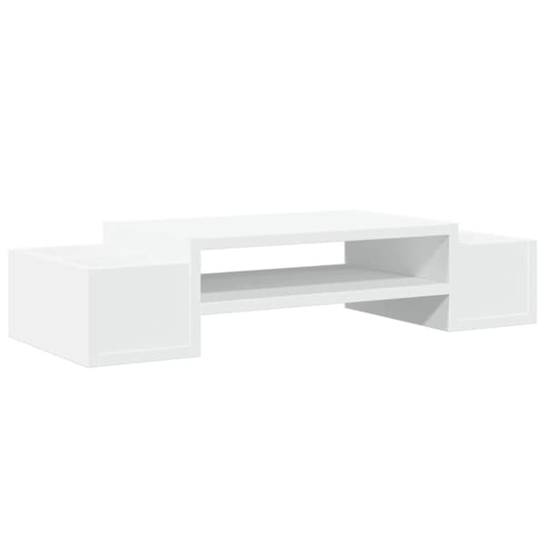 vidaXL Näyttöteline säilytystilalla valkoinen 70x27x15 cm tekninen puu