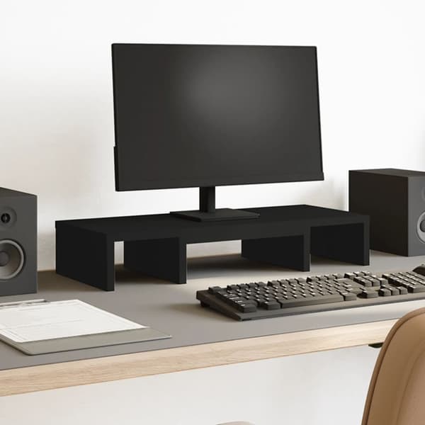 vidaXL skærmholder 60x24x10,5 cm justerbar konstrueret træ sort