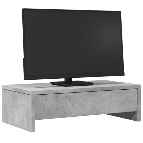 vidaXL Skjermstativ med skuffer betonggrå 50x27x15 cm konstruert tre