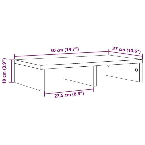 vidaXL skærmstander 50x27x10 cm konstrueret træ røget egetræsfarve