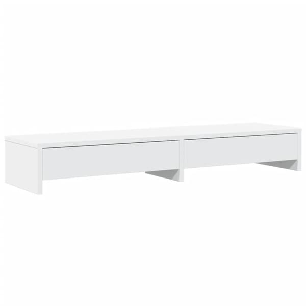vidaXL skærmholder med skuffer 100x27x15 cm konstrueret træ hvid
