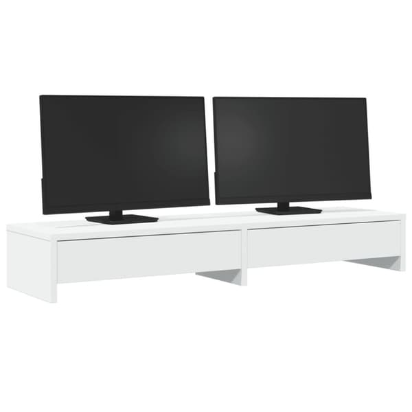 vidaXL skærmholder med skuffer 100x27x15 cm konstrueret træ hvid