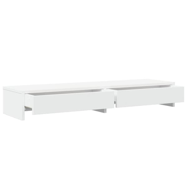 vidaXL skærmholder med skuffer 100x27x15 cm konstrueret træ hvid
