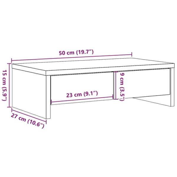 vidaXL skærmholder med skuffer 50x27x15 cm konstrueret træ betongrå