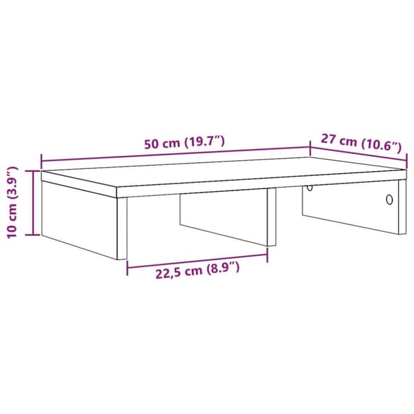 vidaXL skærmholder 50x27x10 cm konstrueret træ gammelt træ