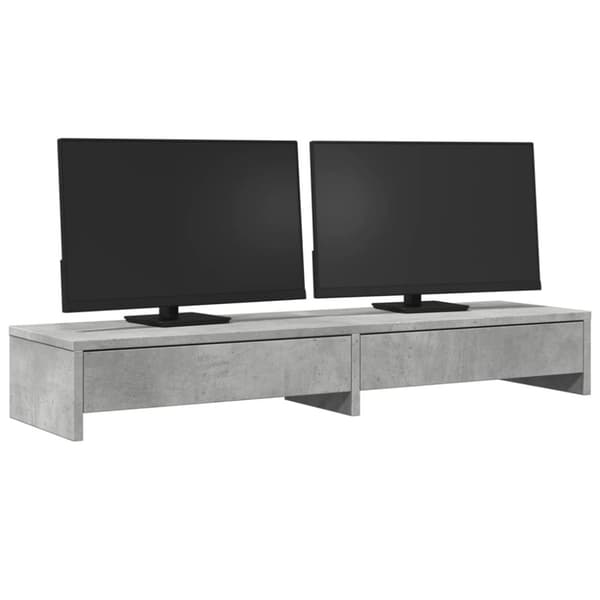 vidaXL skærmholder med skuffer 100x27x15 cm konstrueret træ betongrå