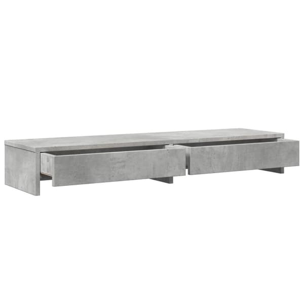 vidaXL skærmholder med skuffer 100x27x15 cm konstrueret træ betongrå