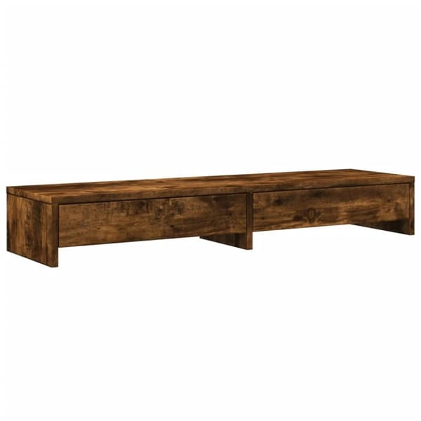 vidaXL skærmholder med skuffer 100x27x15 cm konstrueret træ røget eg