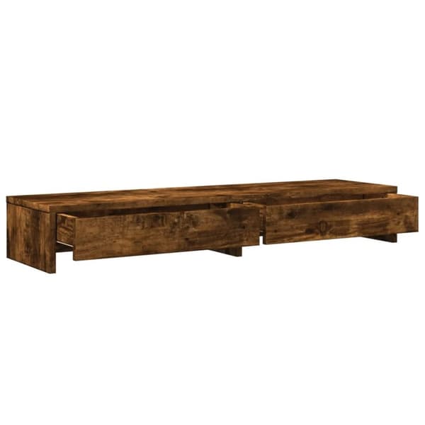 vidaXL skærmholder med skuffer 100x27x15 cm konstrueret træ røget eg
