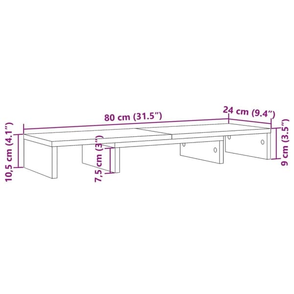vidaXL skærmholder 80x24x10,5 cm justerbar konstrueret træ betongrå