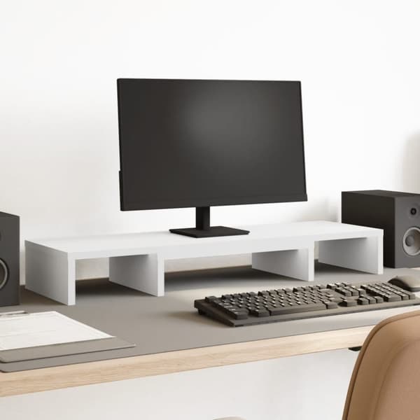 vidaXL skærmholder 80x24x10,5 cm justerbar konstrueret træ hvid