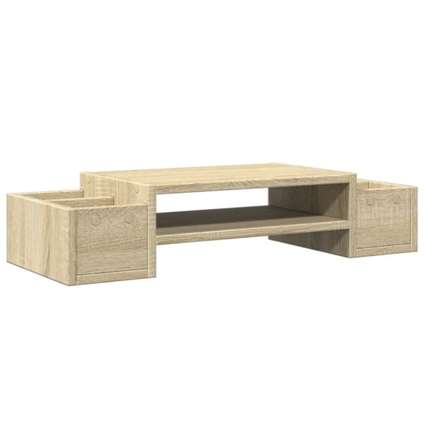 vidaXL skærmholder med opbevaring 70x27x15cm konstrueret træ sonoma-eg