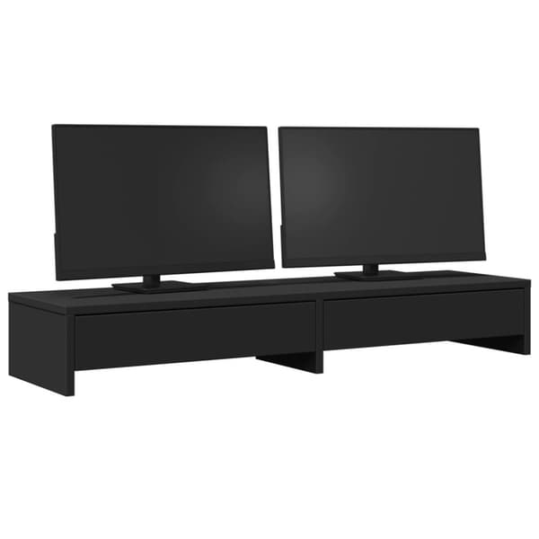 vidaXL Skjermstativ med skuffer svart 100x27x15 cm konstruert tre