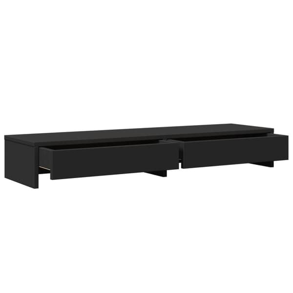 vidaXL Skjermstativ med skuffer svart 100x27x15 cm konstruert tre