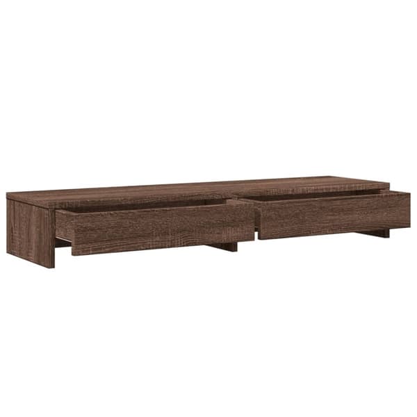 vidaXL Skjermstativ med skuffer brun eik 100x27x15 cm konstruert tre