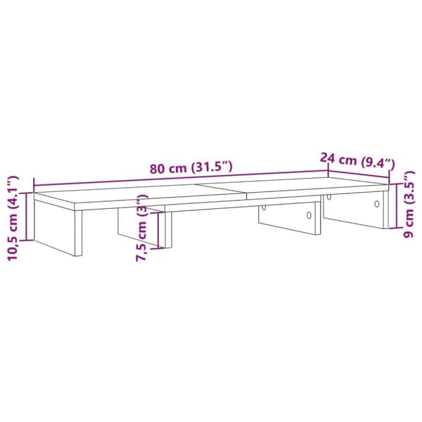 vidaXL Skjermstativ justerbart hvit 80x24x10,5 cm konstruert tre