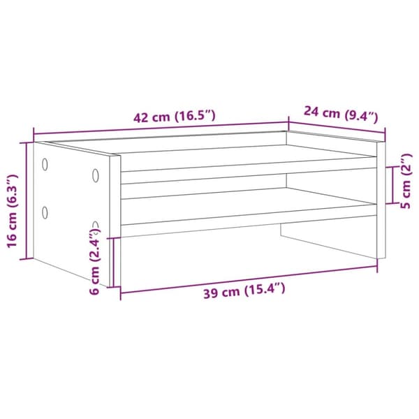vidaXL Skjermstativ hvit 42x24x16 cm konstruert tre