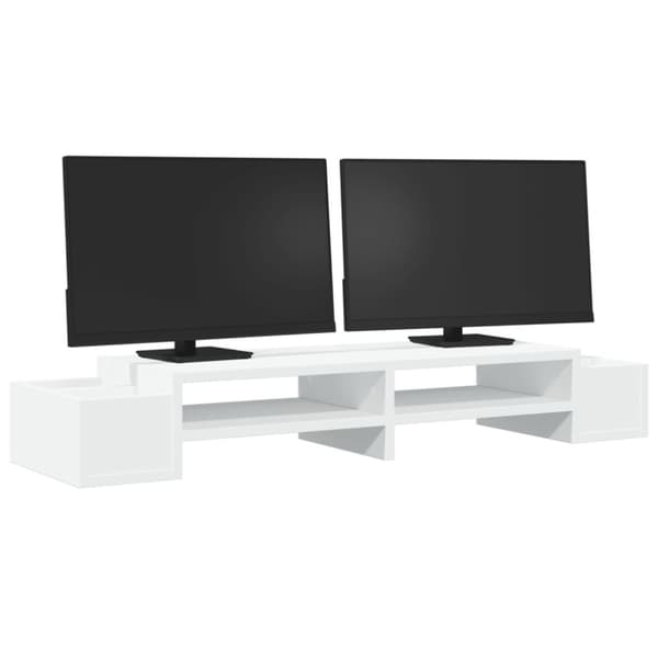 vidaXL Skjermhylle oppbevaring hvit 100x27x15 cm konstruert tre