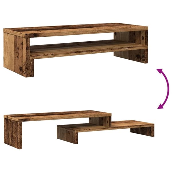 vidaXL skærmholder 54x22x15 cm konstrueret træ gammelt træ