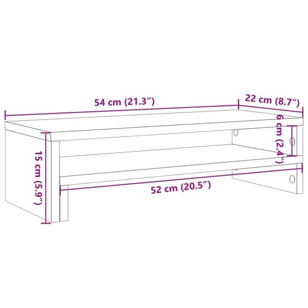 vidaXL skærmholder 54x22x15 cm konstrueret træ gammelt træ