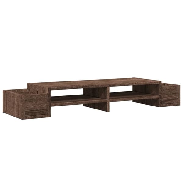 vidaXL skærmstander med opbevaring 100x27x15cm konstrueret træ brun eg