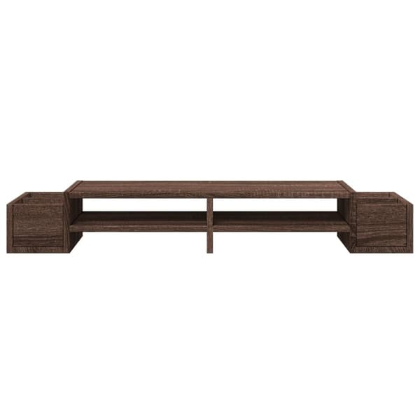 vidaXL skærmstander med opbevaring 100x27x15cm konstrueret træ brun eg