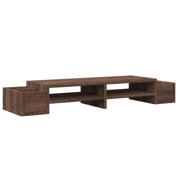 vidaXL skærmstander med opbevaring 100x27x15cm konstrueret træ brun eg