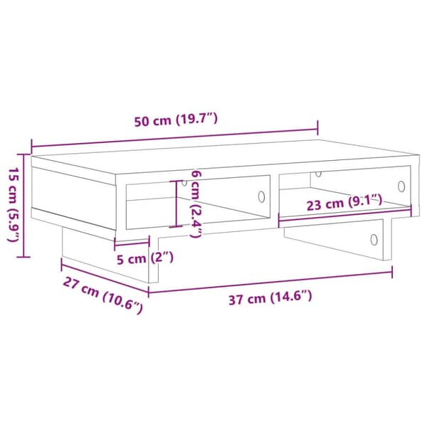 vidaXL skærmholder 50x27x15 cm konstrueret træ betongrå
