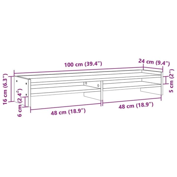 vidaXL Skjermstativ sonoma eik 100x24x16 cm konstruert tre