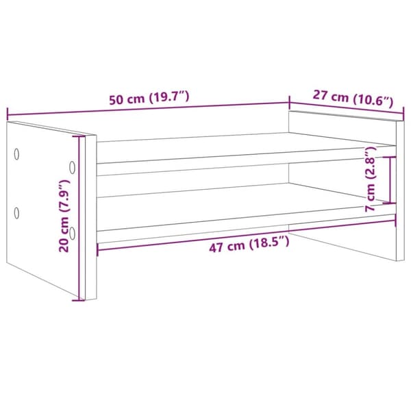 vidaXL skærmholder 50x27x20 cm konstrueret træ betongrå