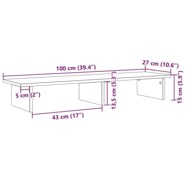 vidaXL skærmstander 100x27x15 cm konstrueret træ betongrå