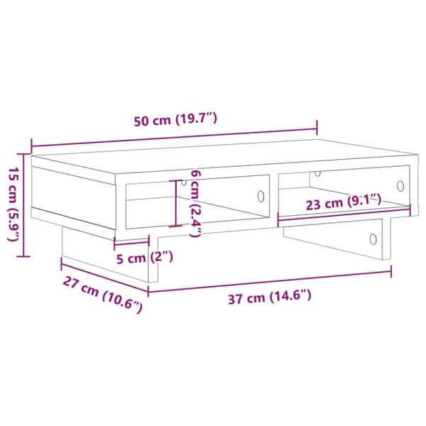 vidaXL Skärmställ ek 50x27x15 cm konstruerat trä