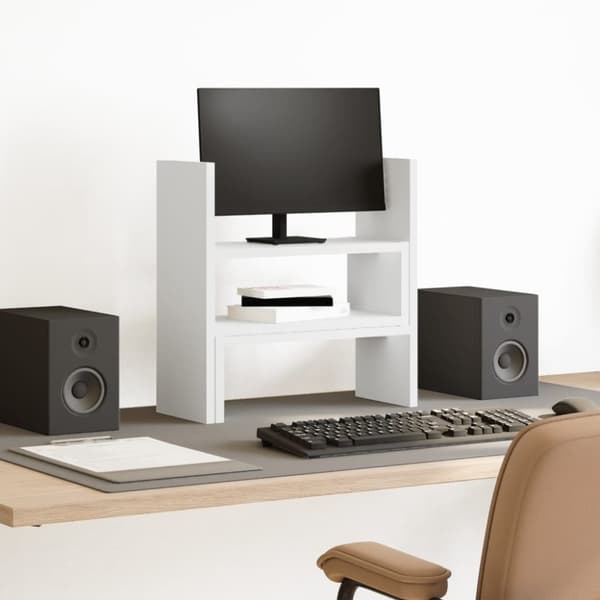 vidaXL hylde til skrivebord 40x17x41 cm konstrueret træ hvid