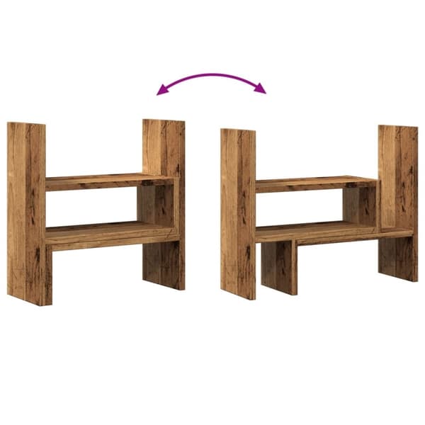 vidaXL Justerbar bordhylle gammelt tre 40x17x41 cm konstruert tre