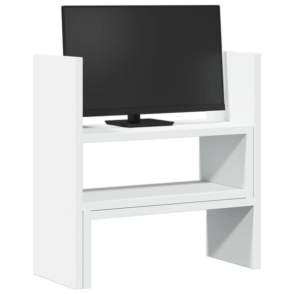 vidaXL Justerbar skrivebordshylle hvit 40x17x41 cm konstruert tre