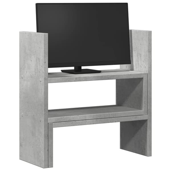 vidaXL Skrivbordshylla justerbar betonggrå 40x17x41 cm konstruerat trä