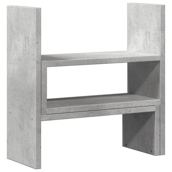 vidaXL Skrivbordshylla justerbar betonggrå 40x17x41 cm konstruerat trä