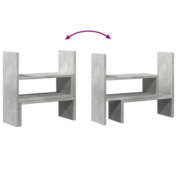 vidaXL Skrivbordshylla justerbar betonggrå 40x17x41 cm konstruerat trä